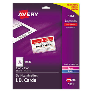 ESAVE5361 - Laminated Laser-inkjet Id Cards, 2 1-4 X 3 1-2, White, 30-box