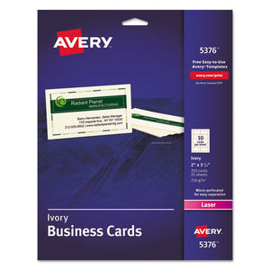 ESAVE5376 - Printable Microperf Business Cards, Laser, 2 X 3 1-2, Ivory, Uncoated, 250-pack