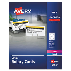 Small Rotary Cards, Laser-inkjet, 2 1-6 X 4, 8 Cards-sheet, 400 Cards-box