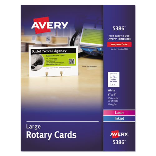 ESAVE5386 - Large Rotary Cards, Laser-inkjet, 3 X 5, 3 Cards-sheet, 150 Cards-box