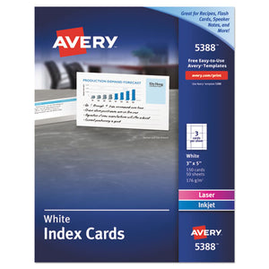 ESAVE5388 - Unruled Index Cards For Laser And Inkjet Printers, 3 X 5, White, 150-box