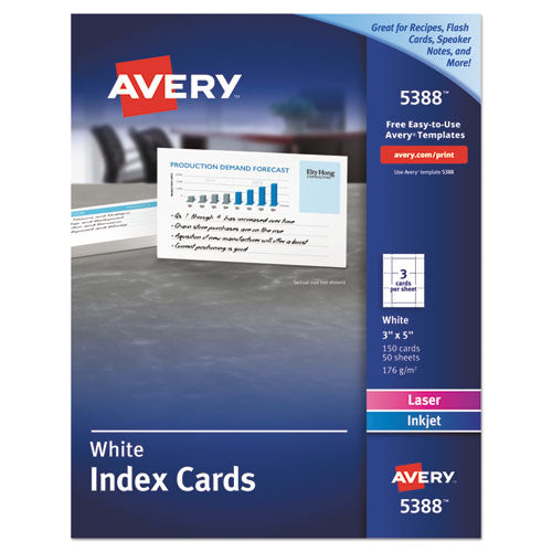 ESAVE5388 - Unruled Index Cards For Laser And Inkjet Printers, 3 X 5, White, 150-box