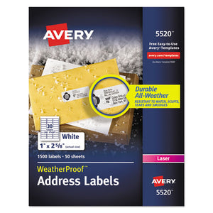 ESAVE5520 - Weatherproof Addess Labels W-trueblock, Laser, White, 1 X 2 5-8, 1500-pack