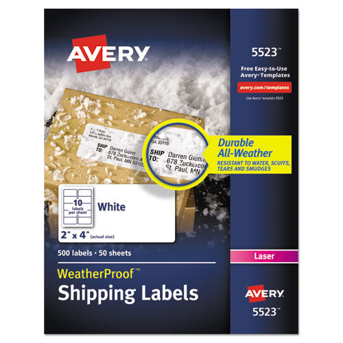 ESAVE5523 - Weatherproof Shipping Labels W-trueblock, Laser, White, 2 X 4, 500-pack