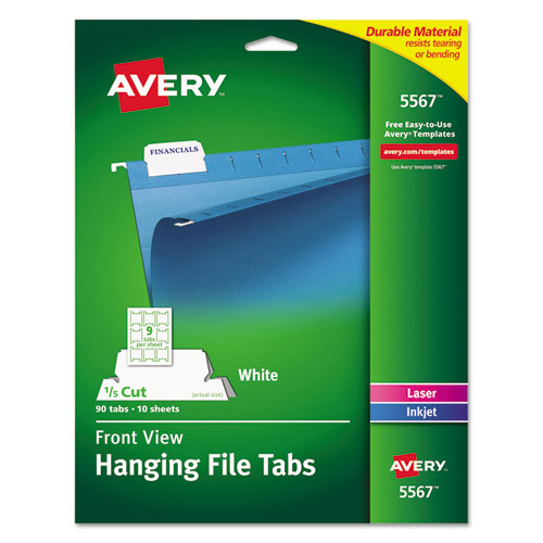 ESAVE5567 - Print-write-On Hanging Tabs, 1-5 Tab, 2 1-16, White, 90-pack