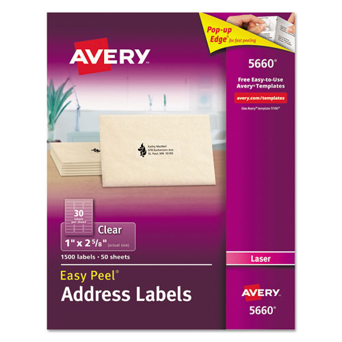 ESAVE5660 - Matte Clear Easy Peel Address Labels, Laser, 1 X 2 5-8, 1500-box