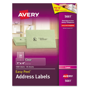 ESAVE5661 - Matte Clear Easy Peel Address Labels, Laser, 1 X 4, 1000-box