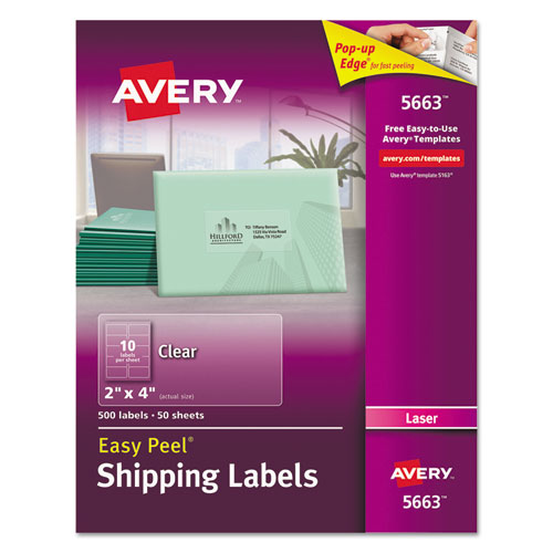 ESAVE5663 - Matte Clear Easy Peel Shipping Labels, Laser, 2 X 4, 500-box