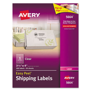 ESAVE5664 - Matte Clear Easy Peel Shipping Labels, Laser, 3 1-3 X 4, 300-box