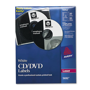 ESAVE5692 - Laser Cd Labels, Matte White, 40-pack