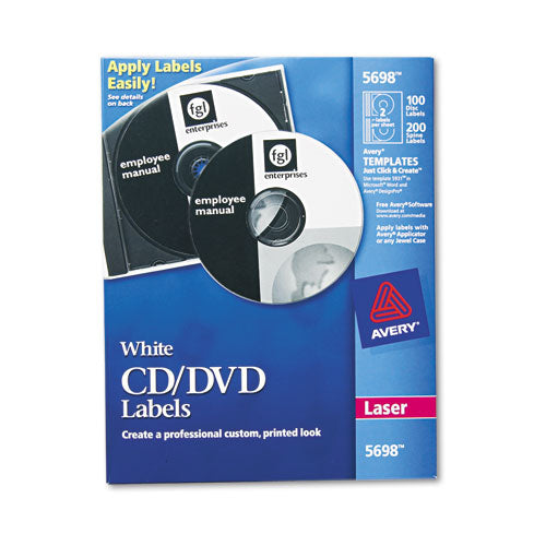 ESAVE5698 - Laser Cd Labels, Matte White, 100-pack