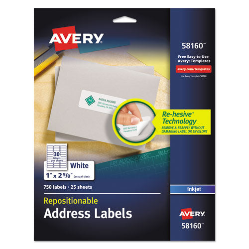 ESAVE58160 - Repositionable Address Labels, Inkjet-laser, 1 X 2 5-8, White, 750-box