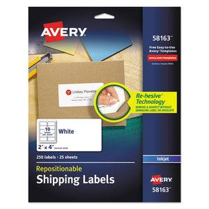 ESAVE58163 - Repositionable Address Labels, Inkjet-laser, 2 X 4, White, 250-box