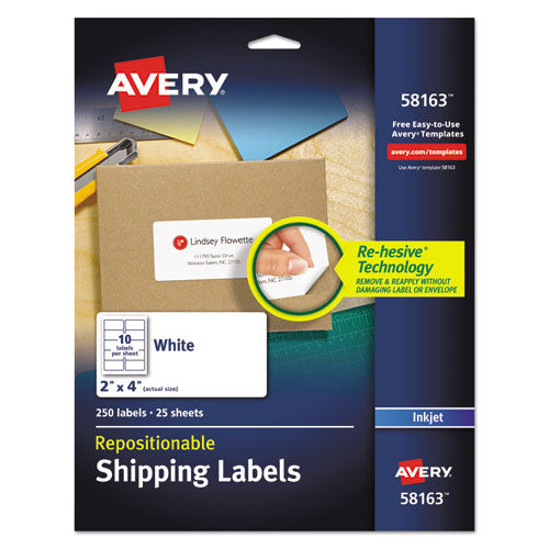 ESAVE58163 - Repositionable Address Labels, Inkjet-laser, 2 X 4, White, 250-box