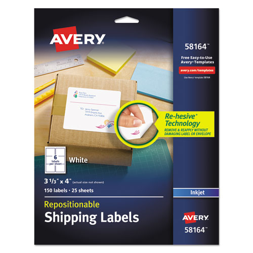 ESAVE58164 - Repositionable Shipping Labels, Inkjet-laser, 3 1-3 X 4, White, 150-box