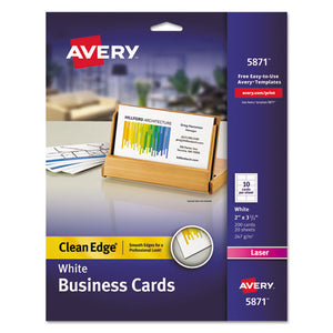 ESAVE5871 - Clean Edge Business Cards, Laser, 2 X 3 1-2, White, 200-pack