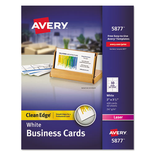 ESAVE5877 - Clean Edge Business Cards, Laser, 2 X 3 1-2, White, 400-box