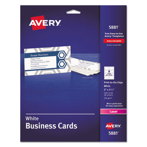 ESAVE5881 - Print-To-The-Edge Microperf Business Cards, Color Laser, 2 X 3 1-2, Wht, 160-pk