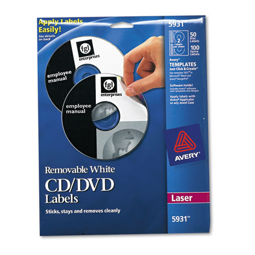 ESAVE5931 - Laser Cd Labels, Matte White, 50-pack