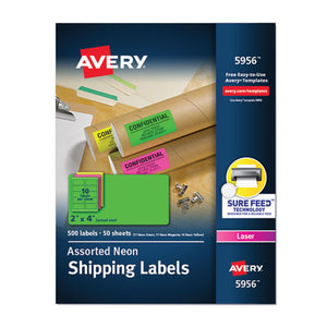 High-visibility Permanent Laser Id Labels, 2 X 4, Neon Assorted, 500-box