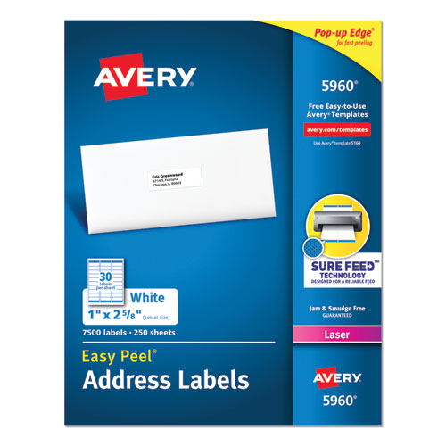 ESAVE5960 - Easy Peel Mailing Address Labels, Laser, 1 X 2 5-8, White, 7500-box