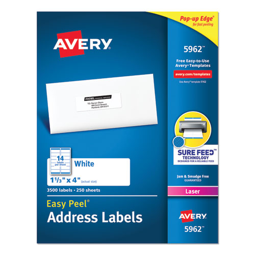 ESAVE5962 - Easy Peel Mailing Address Labels, Laser, 1 1-3 X 4, White, 3500-box