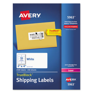 ESAVE5963 - Shipping Labels With Trueblock Technology, Laser, 2 X 4, White, 2500-box