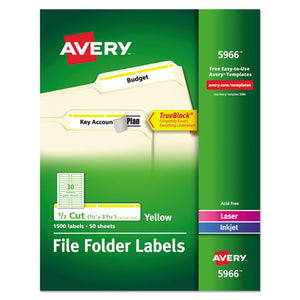 ESAVE5966 - Permanent File Folder Labels, Trueblock, Inkjet-laser, Yellow Border, 1500-box