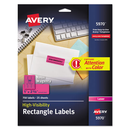 ESAVE5970 - High-Visibility Permanent Id Labels, Laser, 1 X 2 5-8, Neon Magenta, 750-pack