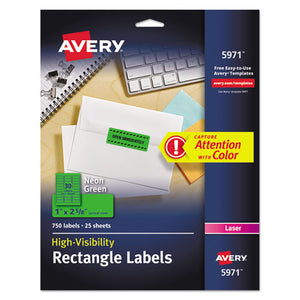 ESAVE5971 - High-Visibility Permanent Id Labels, Laser, 1 X 2 5-8, Neon Green, 750-pack