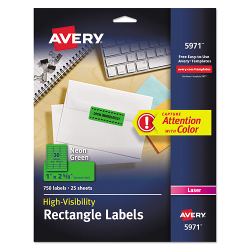 ESAVE5971 - High-Visibility Permanent Id Labels, Laser, 1 X 2 5-8, Neon Green, 750-pack