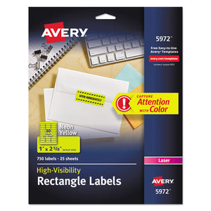 ESAVE5972 - High-Visibility Permanent Id Labels, Laser, 1 X 2 5-8, Neon Yellow, 750-pack