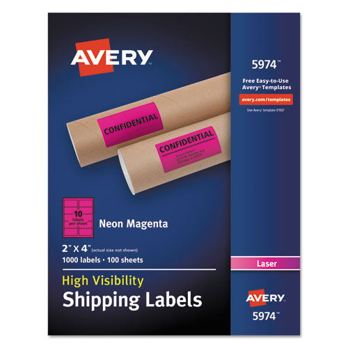 ESAVE5974 - HIGH-VISIBILITY PERMANENT ID LABELS, LASER, 2 X 4, NEON MAGENTA, 1000-BOX