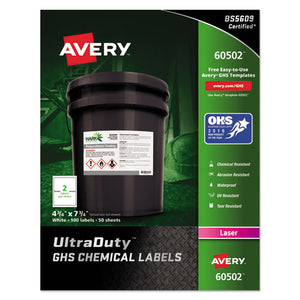 ESAVE60502 - GHS CHEMICAL WATERPROOF & UV RESISTENT LABELS, LASER, 4.75 X 7.75,100-BOX