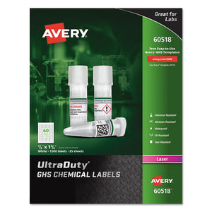 ESAVE60518 - ULTRADUTY GHS CHEMICAL LABELS, LASER, 1-2 X 1 3-4, WHITE, 60-SHEET, 25 SHEETS-PK