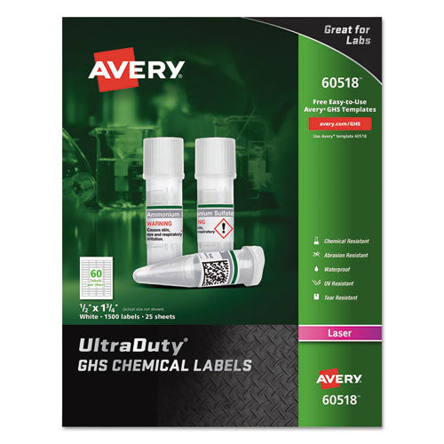 ESAVE60518 - ULTRADUTY GHS CHEMICAL LABELS, LASER, 1-2 X 1 3-4, WHITE, 60-SHEET, 25 SHEETS-PK