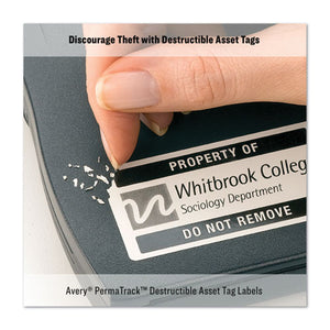 Permatrack Destructible Asset Tag Labels, Laser Printers, 0.75 X 1.5, White, 40-sheet, 8 Sheets-pack