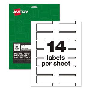 Permatrack Tamper-evident Asset Tag Labels, Laser Printers, 1.25 X 2.75, White, 14-sheet, 8 Sheets-pack