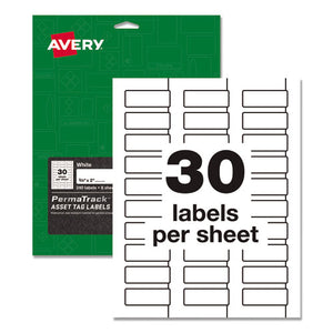 Permatrack Durable White Asset Tag Labels, Laser Printers, 0.75 X 2, White, 30-sheet, 8 Sheets-pack