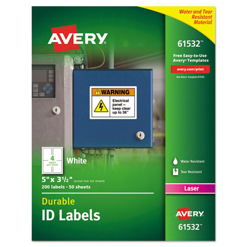 ESAVE61532 - Permanent Id Labels W-trueblock Technology, Laser, 3 1-2 X 5, 200-pack