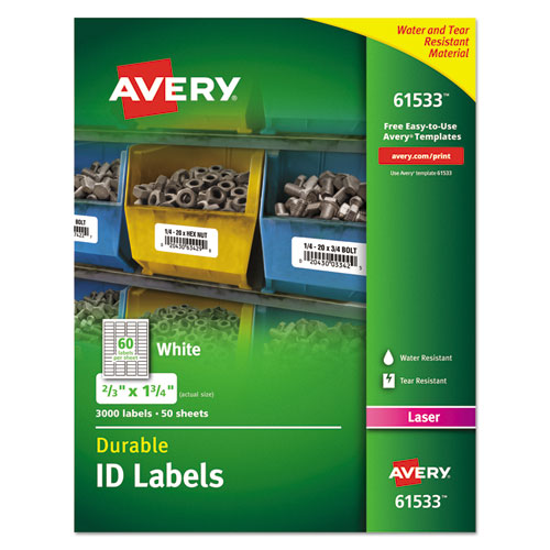 ESAVE61533 - Permanent Id Labels W-trueblock Technology, Laser, 2-3 X 1 3-4 , 3000-pack