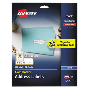 ESAVE6529 - EASY PEEL ADDRESS LABELS W- BORDER, GOLD, 1 X 2 5-8, 30-SHEET, 10 SHEET-PACK