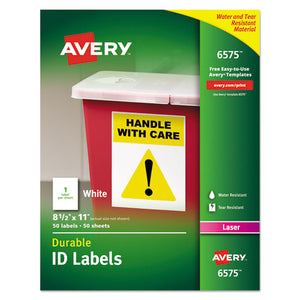 ESAVE6575 - Permanent Id Labels W-trueblock Technology, Laser, 8 1-2 X 11, White, 50-pack