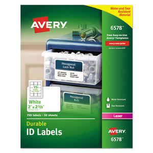 ESAVE6578 - Permanent Id Labels W-trueblock Technology, Laser, 2 X 2 5-8, White, 750-pack