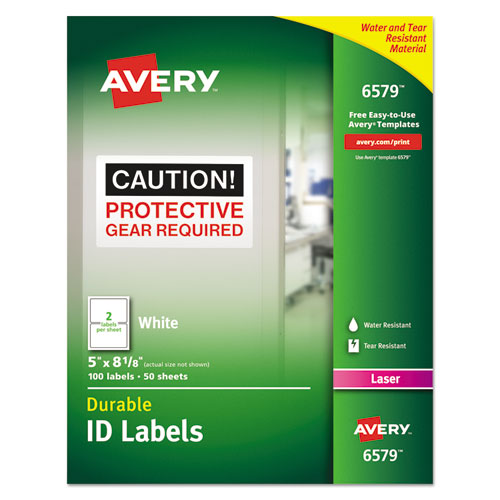 ESAVE6579 - Permanent Id Labels W-trueblock Technology, Laser, 5 X 8 1-8, White, 100-pack