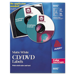 ESAVE6692 - Laser Cd Labels, Matte White, 30-pack