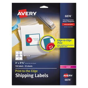 ESAVE6874 - Vibrant Color-Printing Shipping Labels, 3 X 3 3-4, White, 150-pack