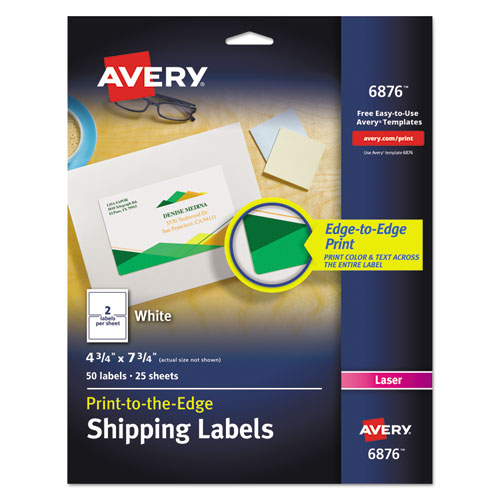 ESAVE6876 - Vibrant Color-Printing Shipping Labels, 4 3-4 X 7 3-4, White, 50-pack