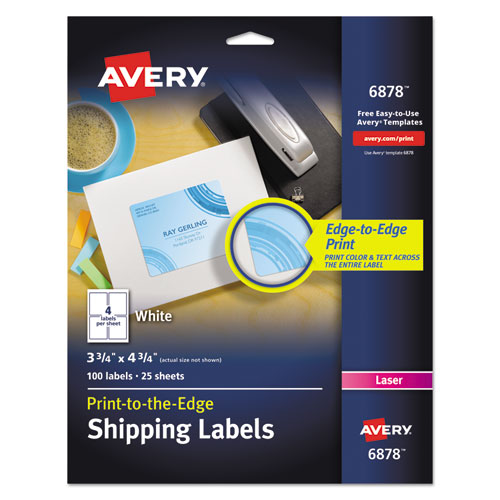 ESAVE6878 - Vibrant Color-Printing Shipping Labels, 3 3-4 X 4 3-4, White, 100-pack