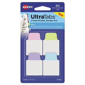 ESAVE74761 - Ultra Tabs Repositionable Tabs, 1 X 1.5, Pastel:blue, Green, Pink, Purple, 40-pk